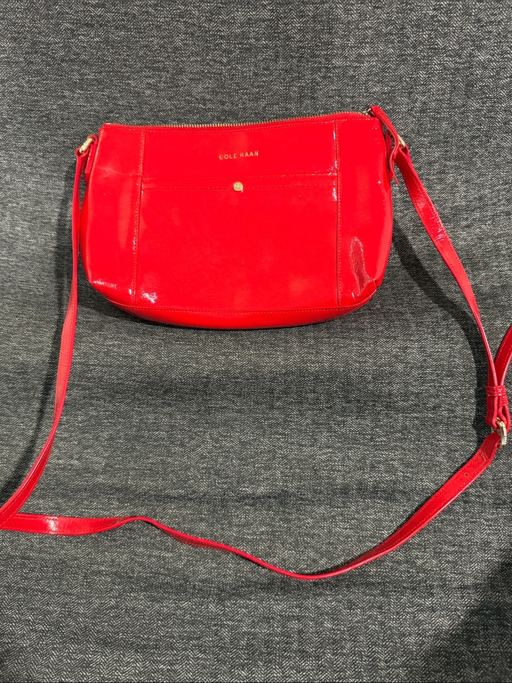 Cole Haan Bright Red Patent Leather Crossbody Bag